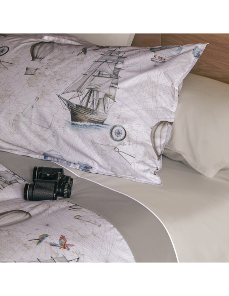 FAZZINI COMPLETO LENZUOLA COPRILETTO MATRIMONIALE IN PERCALLE - MAGELLANO