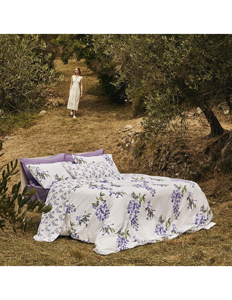 FAZZINI COMPLETO LENZUOLA-COPRILETTO 2 PIAZZE IN PERCALLE - GLICINE