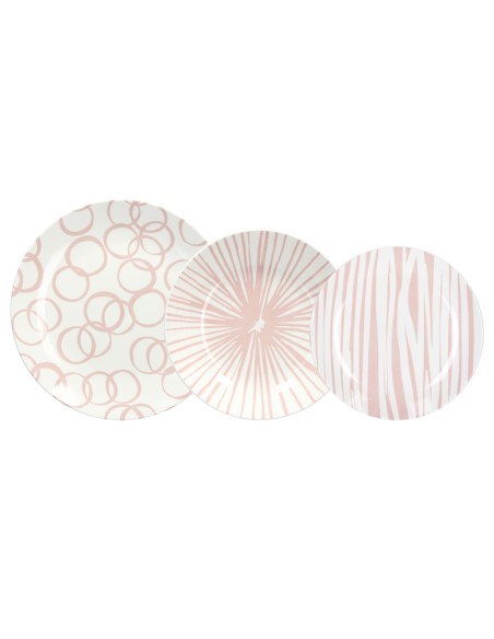 ANDREA FONTEBASSO SERVIZIO PIATTI 18 PEZZI IN PORCELLANA - MOON OPTICAL PINK
