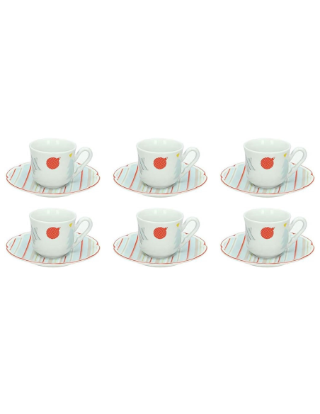 TOGNANA SET 6 TAZZE CAFFÈ CON PIATTINO IN PORCELLANA - POEMA TABATHA