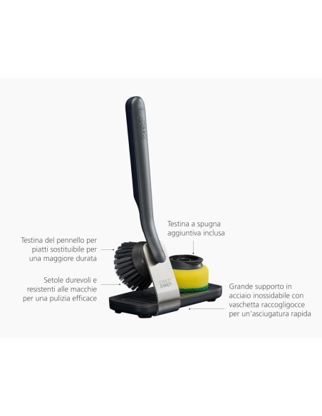 JOSEPH JOSEPH SET SPAZZOLA PER PIATTI CON DISPENSER E RICAMBIO - SINKTECH