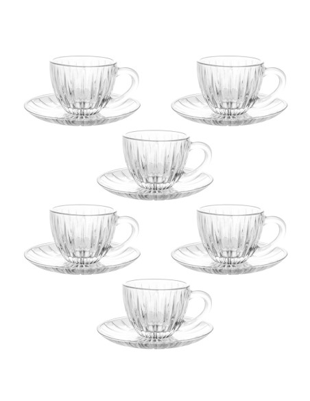 ANDREA FONTEBASSO SET 6 TAZZE DA CAFFEÈ 90 ML CON PIATTINO - GALASSIA RIB