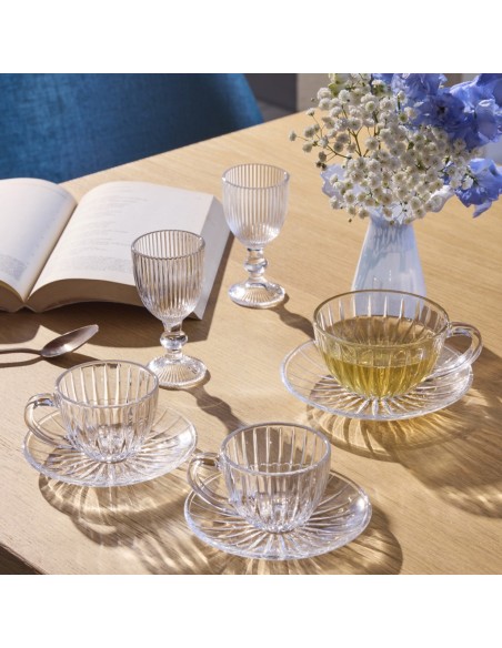 ANDREA FONTEBASSO SET 6 TAZZE THE 210 ML CON PIATTINO - GALASSIA RIB