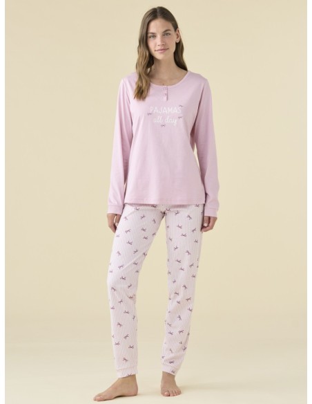 NOIDINOTTE PIGIAMA DONNA MANICA LUNGA E PANTALONE IN COTONE JERSEY
