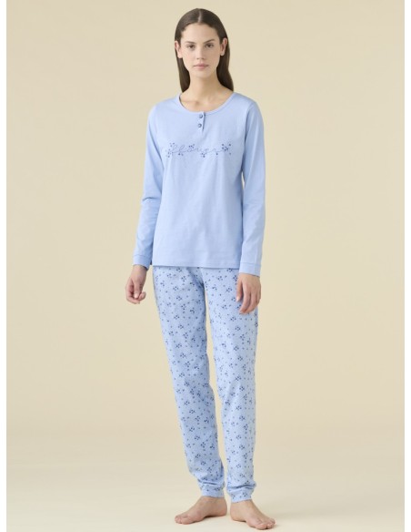 NOIDINOTTE PIGIAMA DONNA A SERAFINO MANICA LUNGA E PANTALONE IN COTONE JERSEY