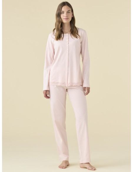 NOIDINOTTE PIGIAMA DONNA A SERAFINO MANICA LUNGA E PANTALONE IN COTONE JERSEY