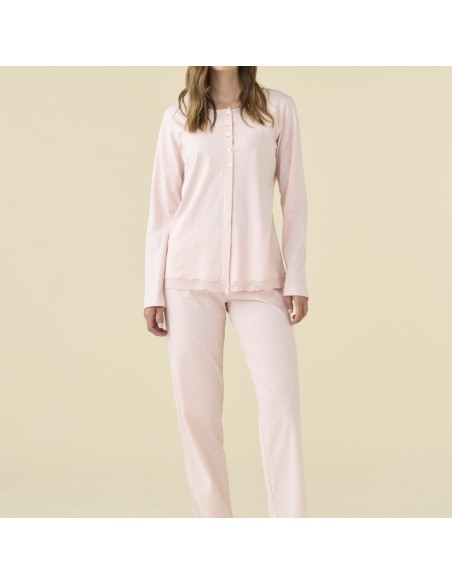 NOIDINOTTE PIGIAMA DONNA A SERAFINO MANICA LUNGA E PANTALONE IN COTONE JERSEY
