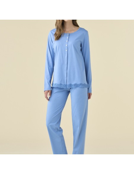 NOIDINOTTE PIGIAMA DONNA A SERAFINO MANICA LUNGA E PANTALONE IN COTONE JERSEY