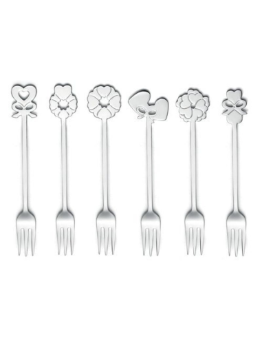 GUZZINI SET 6 FORCHETTINE DOLCE IN ACCIAIO INOX...