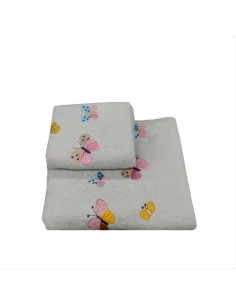 CA' D'ORO SET 2 ASCIUGAMANI IN SPUGNA 100% COTONE - PAPILLON