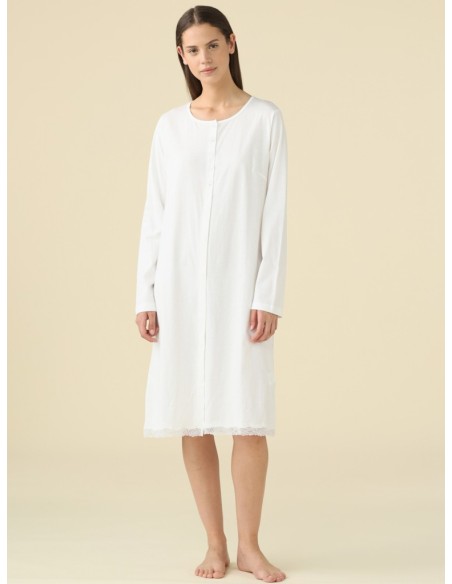 NOIDINOTTE CAMICIA DA NOTTE DONNA A SERAFINO MANICA LUNGA IN COTONE JERSEY