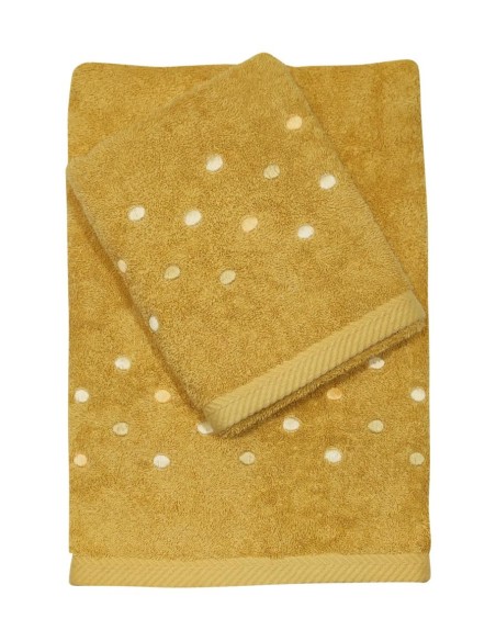 DEA COPPIA ASCIUGAMANI VISO E OSPITE IN SPUGNA RICAMATA - CORIANDOLI