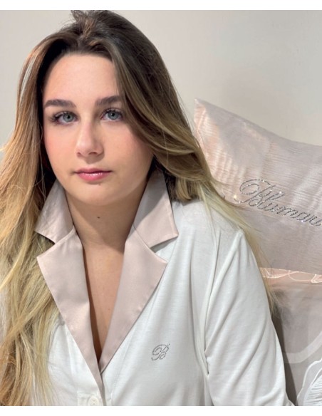 BLUMARINE PIGIAMA DONNA APERTO MANICA LUNGA E PANTALONE LUNGO IN MODAL - INCANTO