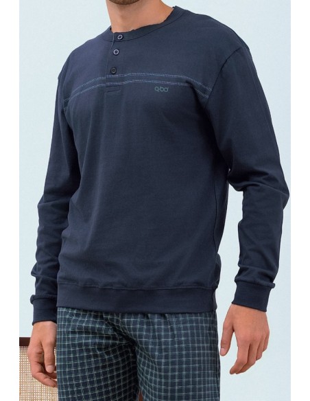 QBO PIGIAMA UOMO SERAFINO MANICA LUNGA E PANTALONE LUNGO 100% COTONE JERSEY