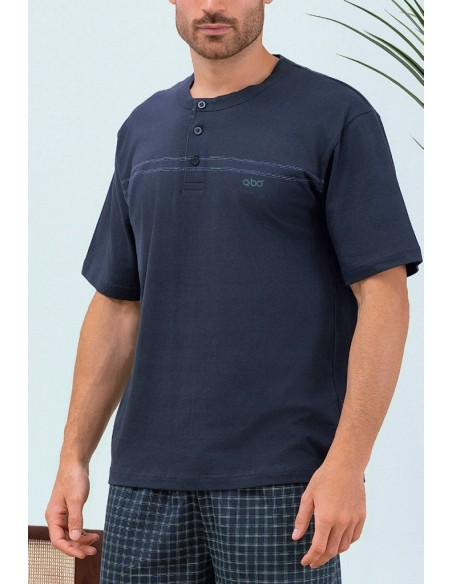 QBO PIGIAMA UOMO SERAFINO, MEZZA MANICA E PANTALONE CORTO 100% COTONE JERSEY