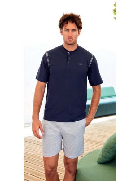 QBO PIGIAMA UOMO SERAFINO, MEZZA MANICA E PANTALONE CORTO 100% COTONE JERSEY