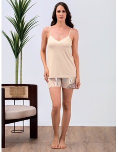 QBO PIGIAMA DONNA SPALLA STRETTA E PANTALONE CORTO IN...