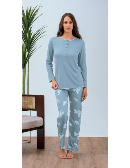 QBO PIGIAMA DONNA SERAFINO MANCIA LUNGA E PANTALONE LUNGO IN COTONE MODAL