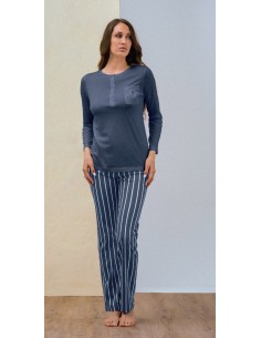 QBO PIGIAMA DONNA SERAFINO MANCIA LUNGA E PANTALONE LUNGO...