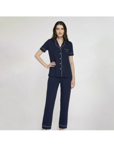 LIU JO PIGIAMA DONNA SCOLLO V MEZZA MANICA E...