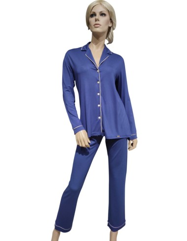 AMADINE PIGIAMA DONNA APERTO, MANICA LUNGA E...