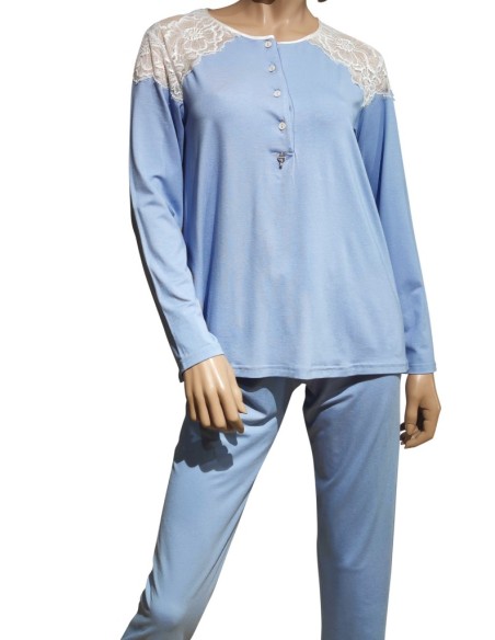 AMADINE PIGIAMA DONNA SERAFINO MANICA LUNGA E PANTALONE LUNGO IN VISCOSA