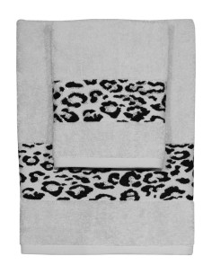 CA' D'ORO SET 2 ASCIUGAMANI IN SPUGNA DI COTONE - LEOPARD 2