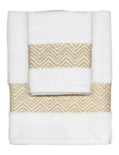 CA' D'ORO SET 2 ASCIUGAMANI IN SPUGNA DI COTONE - CHEVRON 2