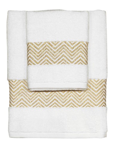 CA' D'ORO SET 2 ASCIUGAMANI IN SPUGNA DI COTONE...