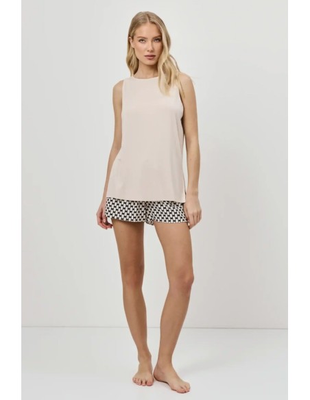 ARUELLE PIGIAMA DONNA SMANICATO A GIROGOLA E SHORTS IN VISCOSA - VEDA