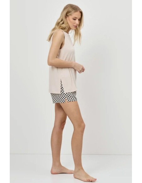 ARUELLE PIGIAMA DONNA SMANICATO A GIROGOLA E SHORTS IN VISCOSA - VEDA