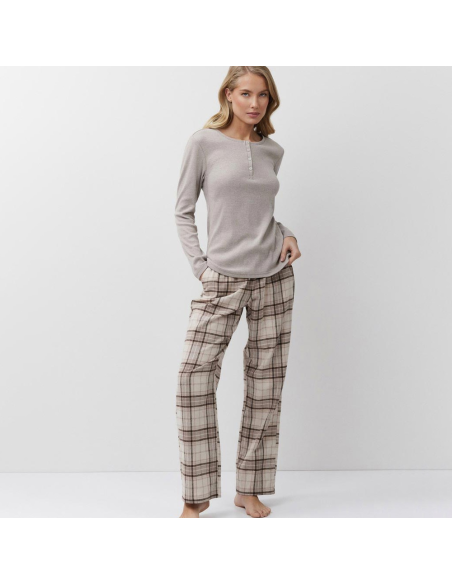 ARUELLE PIGIAMA DONNA SERAFINO MANICA LUNGA E PANTALONE LUNGO IN COTONE - MARTINA