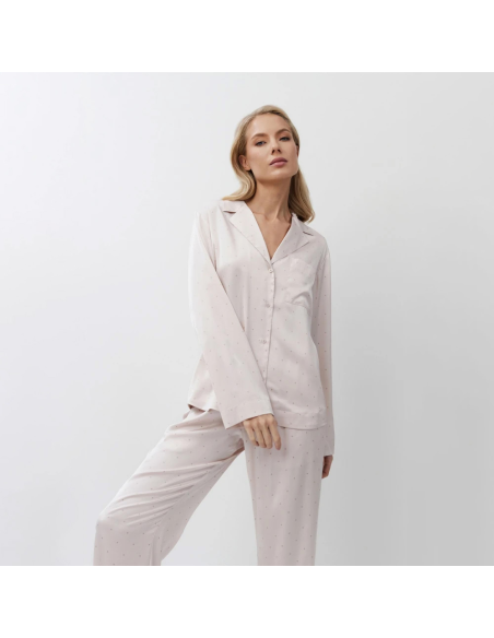 ARUELLE PIGIAMA APERTO DONNA MANICA LUNGA E PANTALONE LUNGO IN RASO - GILIAN