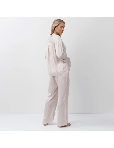 ARUELLE PIGIAMA APERTO DONNA MANICA LUNGA E PANTALONE LUNGO IN RASO - GILIAN