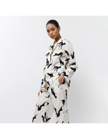 ARUELLE PIGIAMA APERTO DONNA MANICA LUNGA E PANTALONE LUNGO IN POPELINE - NYRA