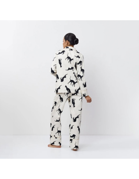 ARUELLE PIGIAMA APERTO DONNA MANICA LUNGA E PANTALONE LUNGO IN POPELINE - NYRA