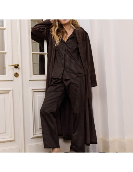 ARUELLE PIGIAMA APERTO DONNA MANICA LUNGA E PANTALONE LUNGO IN POPELINE - NOEMIE