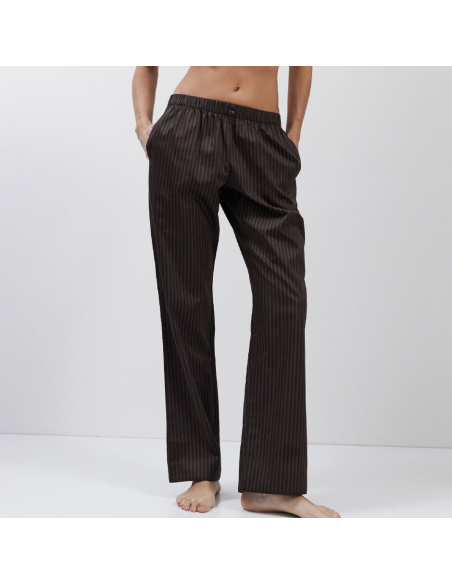 ARUELLE PIGIAMA APERTO DONNA MANICA LUNGA E PANTALONE LUNGO IN POPELINE - NOEMIE