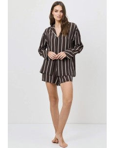 ARUELLE PIGIAMA DONNA ABBOTTONATO MANICA LUNGA E SHORTS...