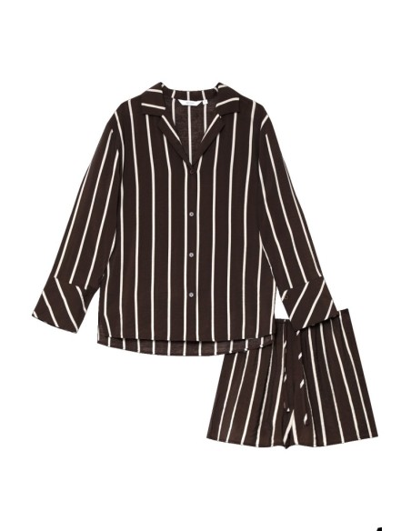 ARUELLE PIGIAMA DONNA ABBOTTONATO MANICA LUNGA E SHORTS IN VISCOSA - CEDAR