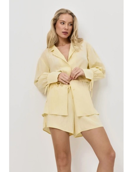 ARUELLE PIGIAMA DONNA ABBOTTONATO MANICA LUNGA E SHORTS IN VISCOSA - SOLARA