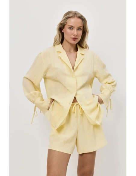 ARUELLE PIGIAMA DONNA ABBOTTONATO MANICA LUNGA E SHORTS IN VISCOSA - SOLARA