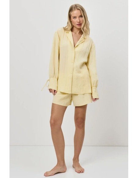 ARUELLE PIGIAMA DONNA ABBOTTONATO MANICA LUNGA E SHORTS IN VISCOSA - SOLARA