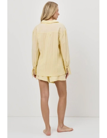 ARUELLE PIGIAMA DONNA ABBOTTONATO MANICA LUNGA E SHORTS IN VISCOSA - SOLARA