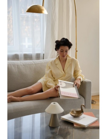 ARUELLE PIGIAMA DONNA ABBOTTONATO MANICA LUNGA E SHORTS IN VISCOSA - SOLARA