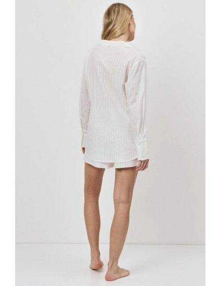 ARUELLE PIGIAMA DONNA ABBOTTONATO MANICA LUNGA E SHORTS 100% COTONE - ELARA