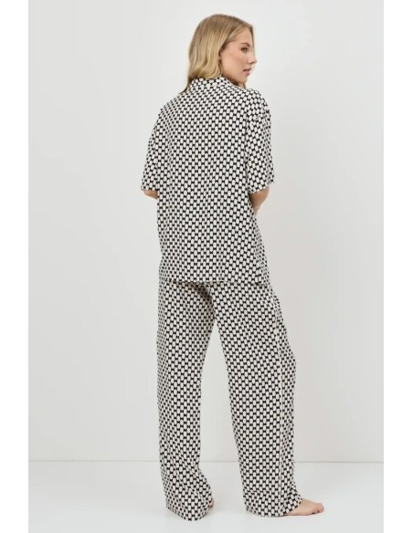 ARUELLE PIGIAMA DONNA ABBOTTONATO MANICA CORTA E PANTALONE LUNGO IN VISCOSA - VESPER