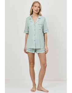 ARUELLE PIGIAMA DONNA ABBOTTONATO MANICA CORTA E SHORTS...