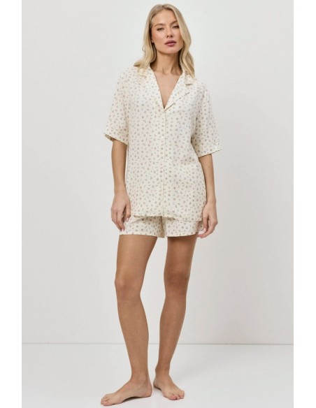 ARUELLE PIGIAMA DONNA ABBOTTONATO MANICA CORTA E SHORTS IN VISCOSA - CAPRIELLE