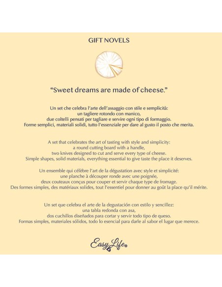 EASY LIFE SET TAGLIERE E 2 COLTELLI FORMAGGIO - GIFT NOVELS